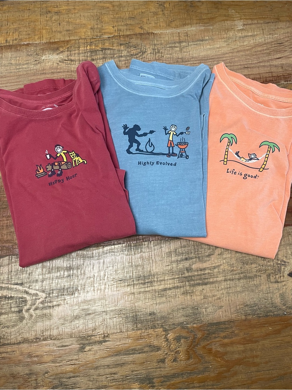 Lot of 3 - Life IS Good Graphic Tee Mens XXL hammock dog grill outdoors